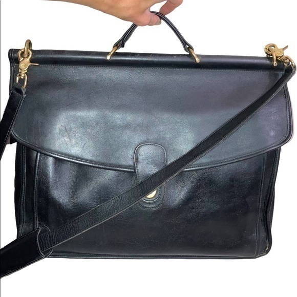 Coach vintage black leather briefcase laptop bag - Picture 1 of 16